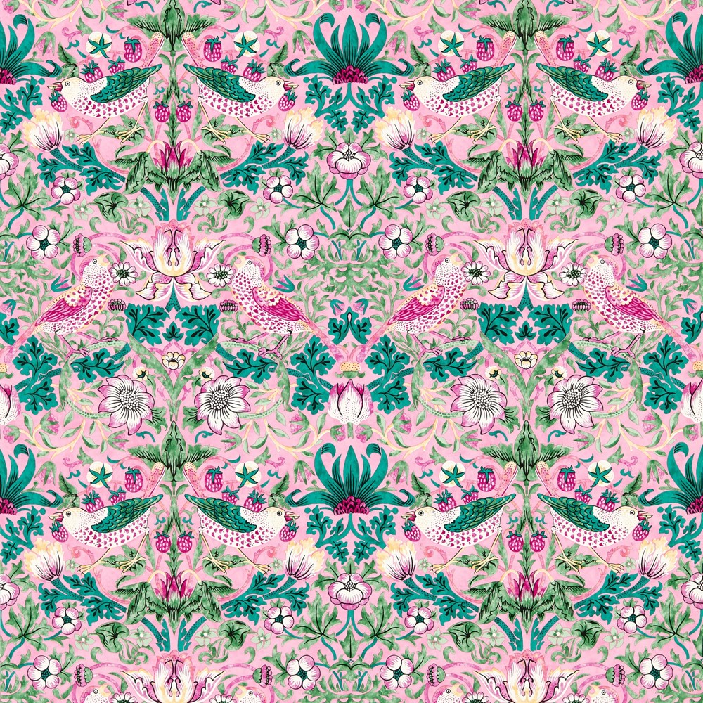 Strawberry Thief Wallpaper 510021 by Morris & Co in Miami Strip